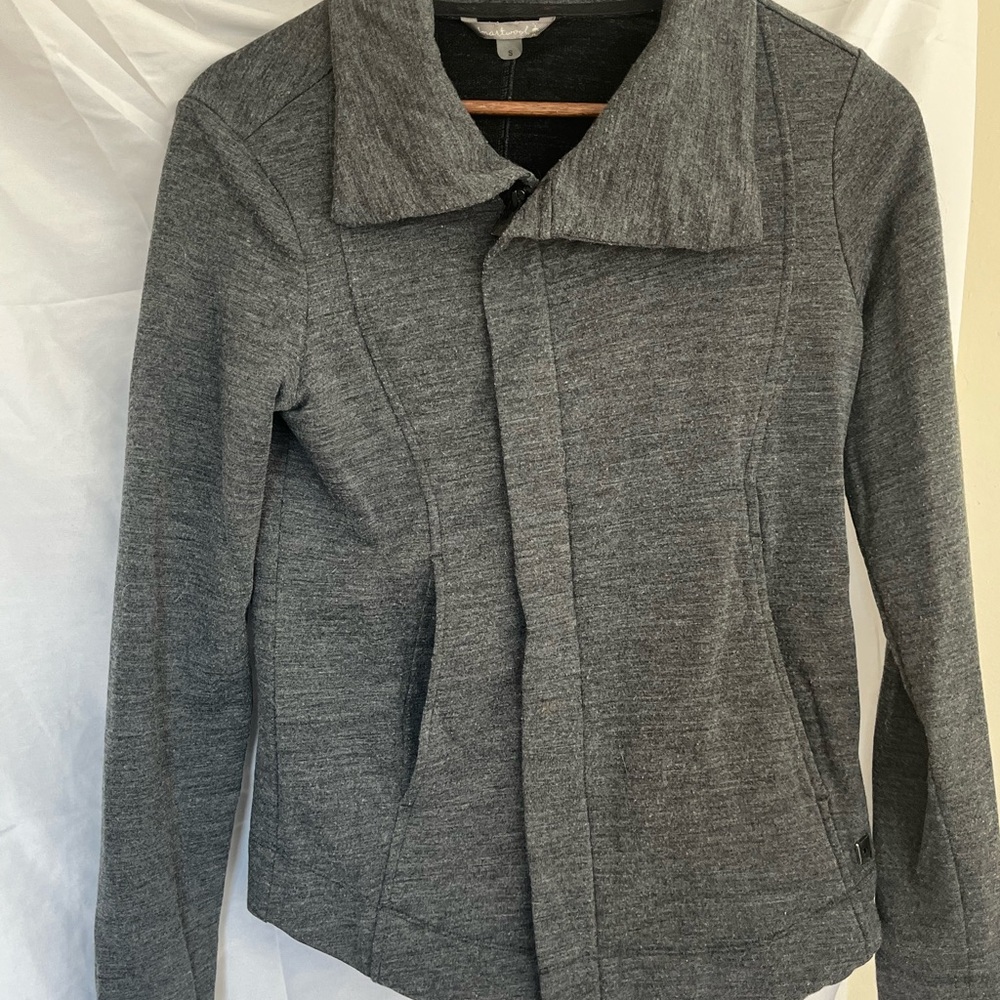 Smartwool Women's Merino Wool Gray Knit Asymmetrical Zip-up Jacket w/Pockets